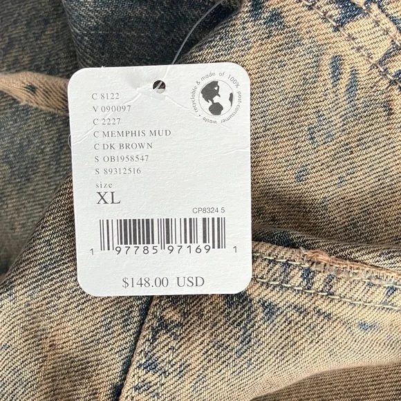 NWT FREE PEOPLE WE THE FREE Crvy Outlaw Wide Leg Jeans MEMPHIS MUD XL - Picture 9 of 9